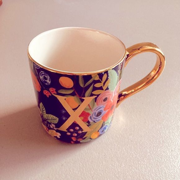 Rifle Paper Co. for Anthropologie Garden Party Monogram Mug Letter X - Picture 2 of 10